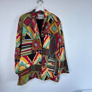 Vintage Saint Germain Paris Womens Abstract Blazer Jacket Two-Button USA Made